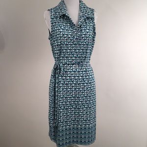 ✅ SOLD Max Studio Turquoise & Navy Sleeveless Shirt Dress